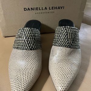 Tan & Brown leather & Woven Mules